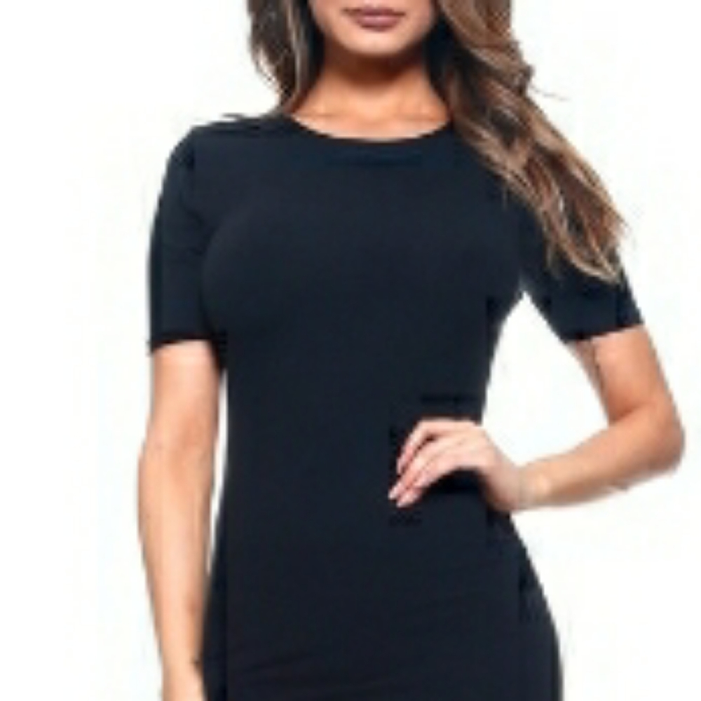YELETE|ROUNDED HEM MIDI DRESS